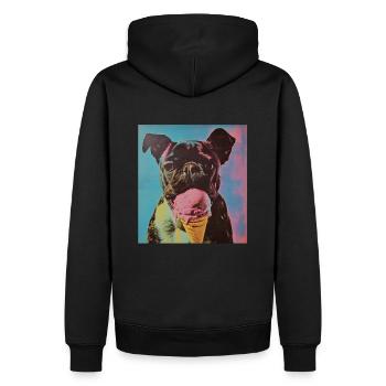 Eis Hund Sommer Eiskreme Eisdiele FUNNY Hunde - Männer Premium Bio Hoodie - Schwarz - Hinten - Nico (187cm)