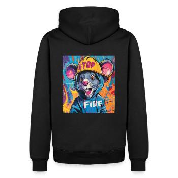 Firefighter, Mouse, Rat, Firefighter, Firefighter - Men’s Premium Organic Hoodie - black - Back - Nico (187cm)