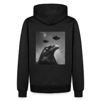 Artiste amusant Popart Design, Selfie avec UFO Raven - Sweat à capuche Premium bio Homme - noir - Dos - Nico (187cm)
