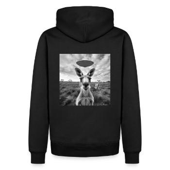 Pop Art Selfie with UFO Kangaroo - Men’s Premium Organic Hoodie - black - Back - Nico (187cm)