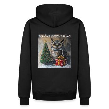 Eule Xmas, Weihnachten Schöne Bescherung, Vogel - Männer Premium Bio Hoodie - Schwarz - Hinten - Nico (187cm)