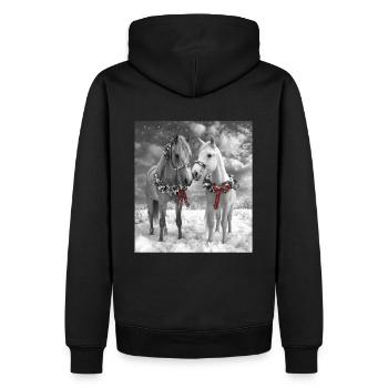 Chevaux Noël, Noël, Romantique, Art Équitation - Sweat à capuche Premium bio Homme - noir - Dos - Nico (187cm)