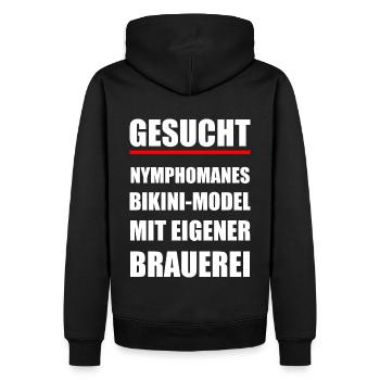 Nymphomanes Bikini-Model mit eigener Brauerei - Männer Premium Bio Hoodie - Schwarz - Hinten - Nico (187cm)