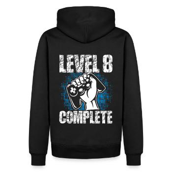 Level 8 Complete Geburtstagsgeschenk 8 Jahre Gamer - Männer Premium Bio Hoodie - Schwarz - Hinten - Nico (187cm)