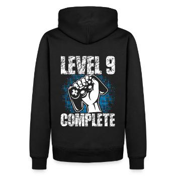 Niveau 9 Cadeau d’anniversaire complet 9 ans Joueur - Sweat à capuche Premium bio Homme - noir - Dos - Nico (187cm)