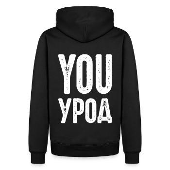 You Freak! Spruch auf Russisch Russak Russland - Männer Premium Bio Hoodie - Schwarz - Hinten - Nico (187cm)