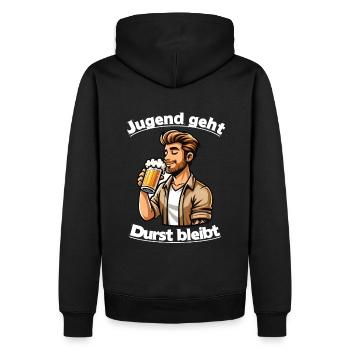 Bier Papa Alterslos Genießen - Männer Premium Bio Hoodie - Schwarz - Hinten - Nico (187cm)