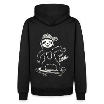 Skater Faultier Skateboarder Geschenkidee - Männer Premium Bio Hoodie - Schwarz - Hinten - Nico (187cm)