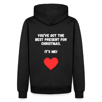 You Are the Christmas Gift - Heart+Text Design - Men’s Premium Organic Hoodie - black - Back - Nico (187cm)