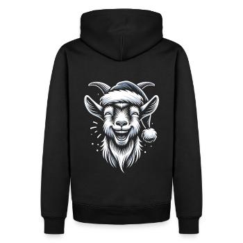 Drôle de chèvre de Noël avec chapeau de Père Noël - Sweat à capuche Premium bio Homme - noir - Dos - Nico (187cm)
