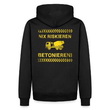 Nix Riskieren Betonieren - Männer Premium Bio Hoodie - Schwarz - Hinten - Nico (187cm)