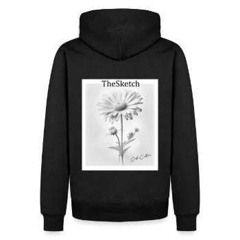 TheSketch - Bleistiftzeichnung Gänseblume - Männer Premium Bio Hoodie - Schwarz - Hinten - Nico (187cm)