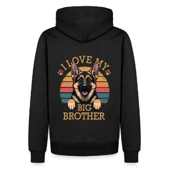 I love my big brother Berger Allemand enfant bébé - Sweat à capuche Premium bio Homme - noir - Dos - Nico (187cm)