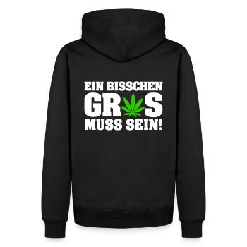 Ein bisschen Gras muss sein - Männer Premium Bio Hoodie - Schwarz - Hinten - Nico (187cm)