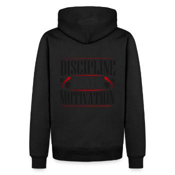 Discipline Beats Motivation - Men’s Premium Organic Hoodie - black - Back - Nico (187cm)