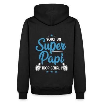 Super Papi Papy trop génial cadeau grand père - Sweat à capuche Premium bio Homme - noir - Dos - Nico (187cm)