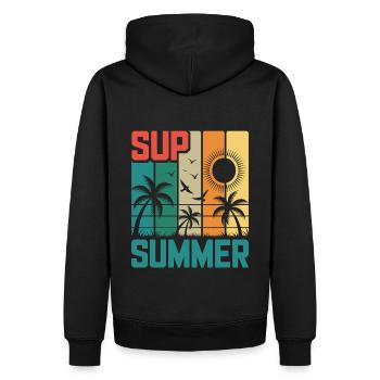 SUP summer - Palmen & Strand - Männer Premium Bio Hoodie - Schwarz - Hinten - Nico (187cm)