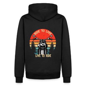 Ride to live - Men’s Premium Organic Hoodie - black - Back - Nico (187cm)
