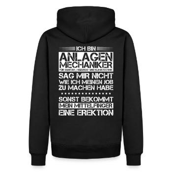 Anlagenmechaniker Klempner Plumber Sanitär Heizung - Männer Premium Bio Hoodie - Schwarz - Hinten - Nico (187cm)