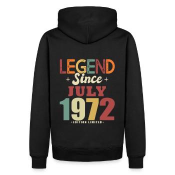 Geburtstagsgeschenk 52 Jahre Juli 1972 Legende - Männer Premium Bio Hoodie - Schwarz - Hinten - Nico (187cm)