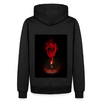 Red Flame - Männer Premium Bio Hoodie - Schwarz - Hinten - Nico (187cm)