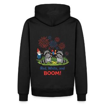 Raccoon 4th of July Fireworks Party - Men’s Premium Organic Hoodie - black - Back - Nico (187cm)