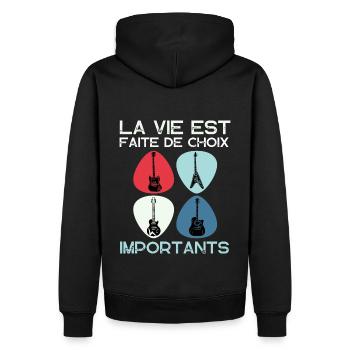 Guitariste humour guitare cadeau homme femme - Sweat à capuche Premium bio Homme - noir - Dos - Nico (187cm)