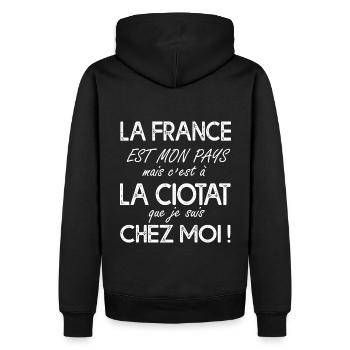 La Ciotat c est chez moi Humour La Ciotat 13 - Sweat à capuche Premium bio Homme - noir - Dos - Nico (187cm)