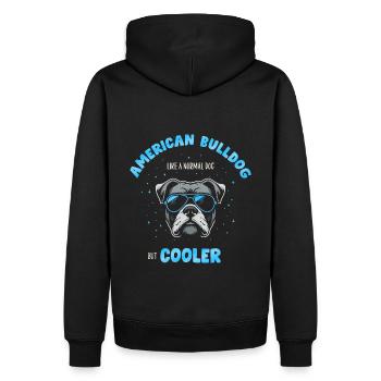 Bouledogue américain chien normal mais plus frais - turquoise - Sweat à capuche Premium bio Homme - noir - Dos - Nico (187cm)