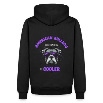 Bouledogue américain chien normal mais plus frais - violet - Sweat à capuche Premium bio Homme - noir - Dos - Nico (187cm)