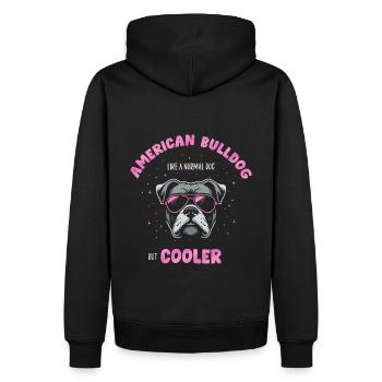 Bouledogue américain chien normal mais plus frais - rose - Sweat à capuche Premium bio Homme - noir - Dos - Nico (187cm)