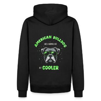Bouledogue américain chien normal mais plus frais - vert - Sweat à capuche Premium bio Homme - noir - Dos - Nico (187cm)