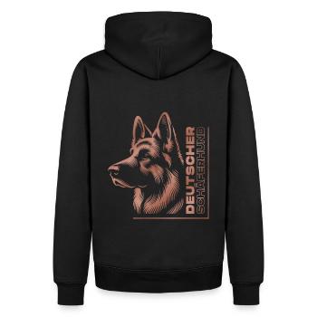 deutscher Schäferhund Zeichnung Kopf rosegold - Männer Premium Bio Hoodie - Schwarz - Hinten - Nico (187cm)