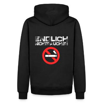 Endlich Nichtraucher - Männer Premium Bio Hoodie - Schwarz - Hinten - Nico (187cm)