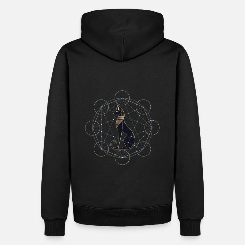 Chat égyptien Géométrie sacrée - Sweat à capuche Premium bio Homme - noir