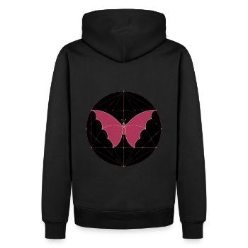 Géométrie sacrée papillon - Sweat à capuche Premium bio Homme - noir - Dos - Nico (187cm)