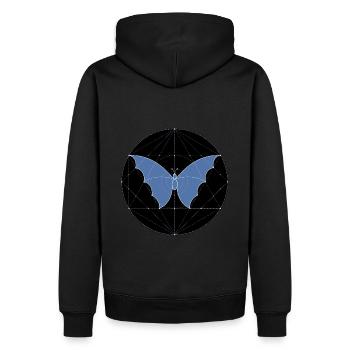 Géométrie sacrée papillon - Sweat à capuche Premium bio Homme - noir - Dos - Nico (187cm)