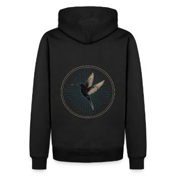 Kolibri mit Sternen - Männer Premium Bio Hoodie - Schwarz - Hinten - Nico (187cm)