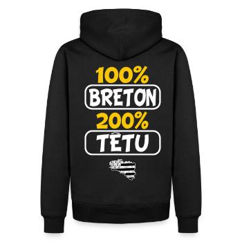 Breton stur - Männer Premium Bio Hoodie - Schwarz - Hinten - Nico (187cm)