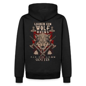 Vikings Préfèrent un Loup Odins qu’un agneau de Dieu - Sweat à capuche Premium bio Homme - noir - Dos - Nico (187cm)