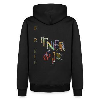freie Energie Fridays for future bunt Frieden 1 - Männer Premium Bio Hoodie - Schwarz - Hinten - Nico (187cm)