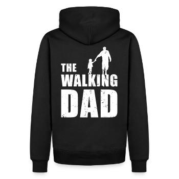 Le père qui marche - papa papa fils fille amusant - Sweat à capuche Premium bio Homme - noir - Dos - Nico (187cm)