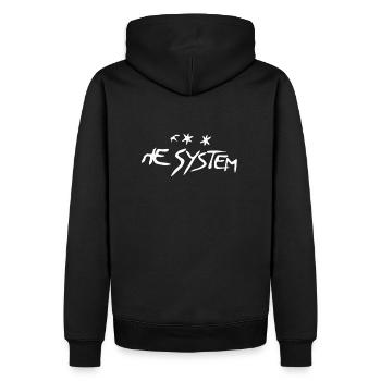 Fuck the system - Men’s Premium Organic Hoodie - black - Back - Nico (187cm)