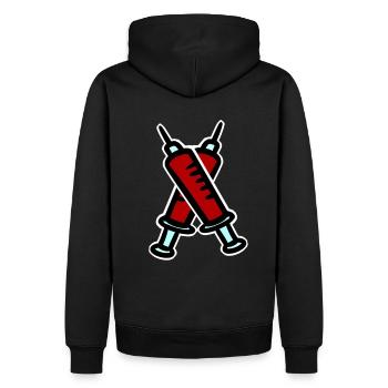 Blutig Spritze Blutabnahme Arzt Phobie erste Hilfe - Männer Premium Bio Hoodie - Schwarz - Hinten - Nico (187cm)