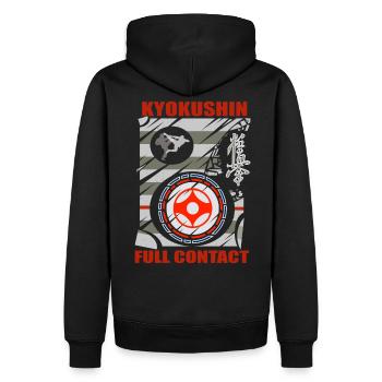 Kyokushin Full Contact T Shirt - Men’s Premium Organic Hoodie - black - Back - Nico (187cm)