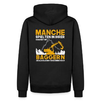Bagger Kindheit Baggerfahrer - Männer Premium Bio Hoodie - Schwarz - Hinten - Nico (187cm)