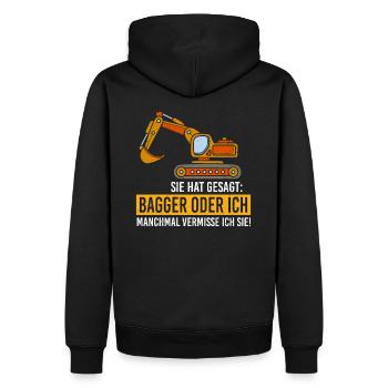 Bagger oder ich - Männer Premium Bio Hoodie - Schwarz - Hinten - Nico (187cm)