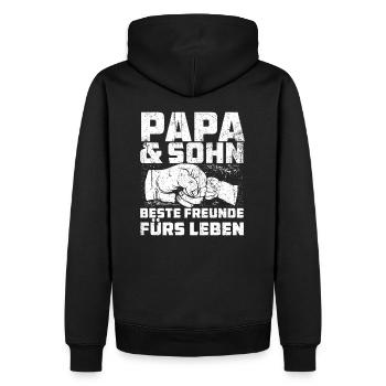 Papa und Sohn beste Freunde - Männer Premium Bio Hoodie - Schwarz - Hinten - Nico (187cm)