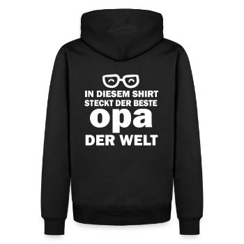bester Opa der Welt T-Shirt - Männer Premium Bio Hoodie - Schwarz - Hinten - Nico (187cm)