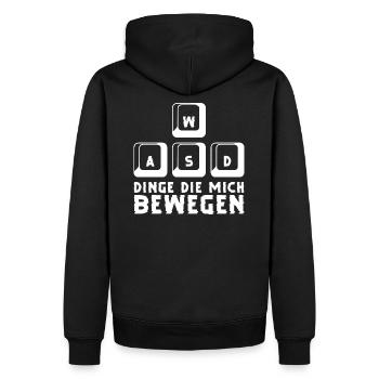 WASD Dinge die mich bewegen Gaming PC Keyboard - Männer Premium Bio Hoodie - Schwarz - Hinten - Nico (187cm)